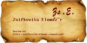 Zsifkovits Elemér névjegykártya